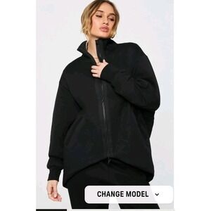 Yitty Fabletics Lizzo Colab Oversized Fleece Cacoon Jacket Womens Med Soft Sherp